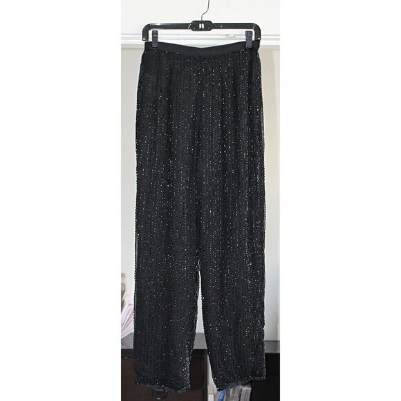 Vintage Glam Rock Beaded (Sequin) Silk Channel Pants - David Bowie Style, M - Picture 5 of 12